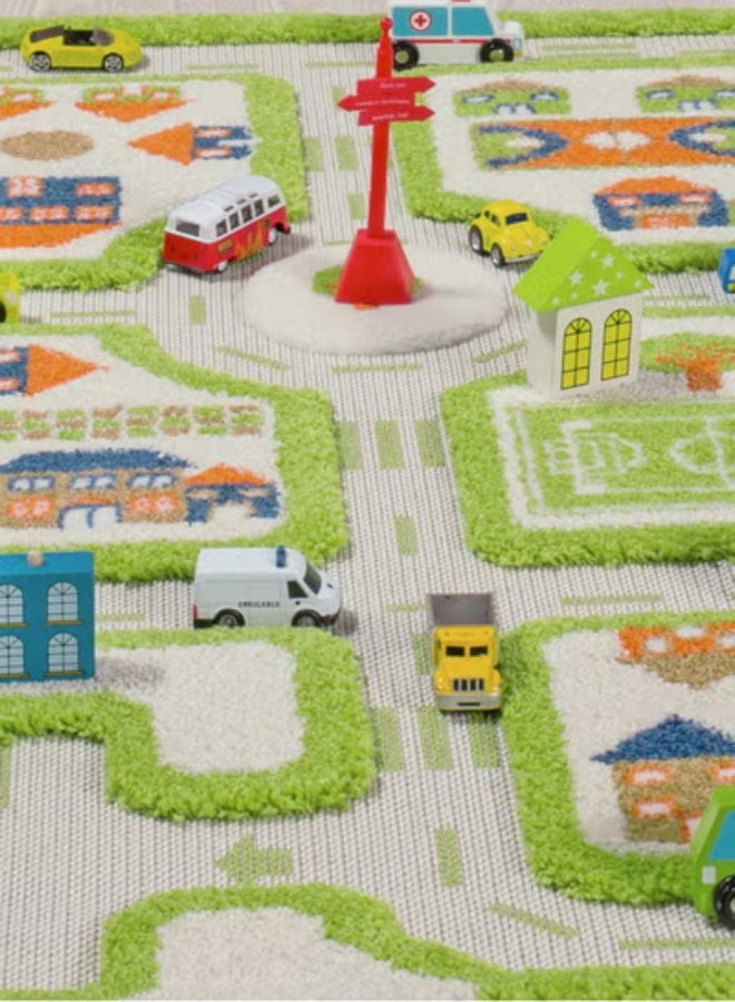 IVI 3D Play Carpet Traffic Design - Small | Green | Activity Playmat for Kids & Children | Bedroom, Living Room, Nursery Rug | Polypropylene | Foldable | 113 cm x 80 cm - Image 4